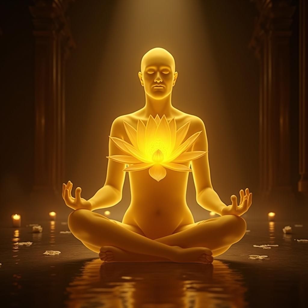 Meditative Figure with Yellow Lotus Chakra
