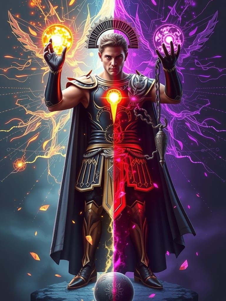 Victorious Caesar: Epic Fantasy Art in Radioactive Aura