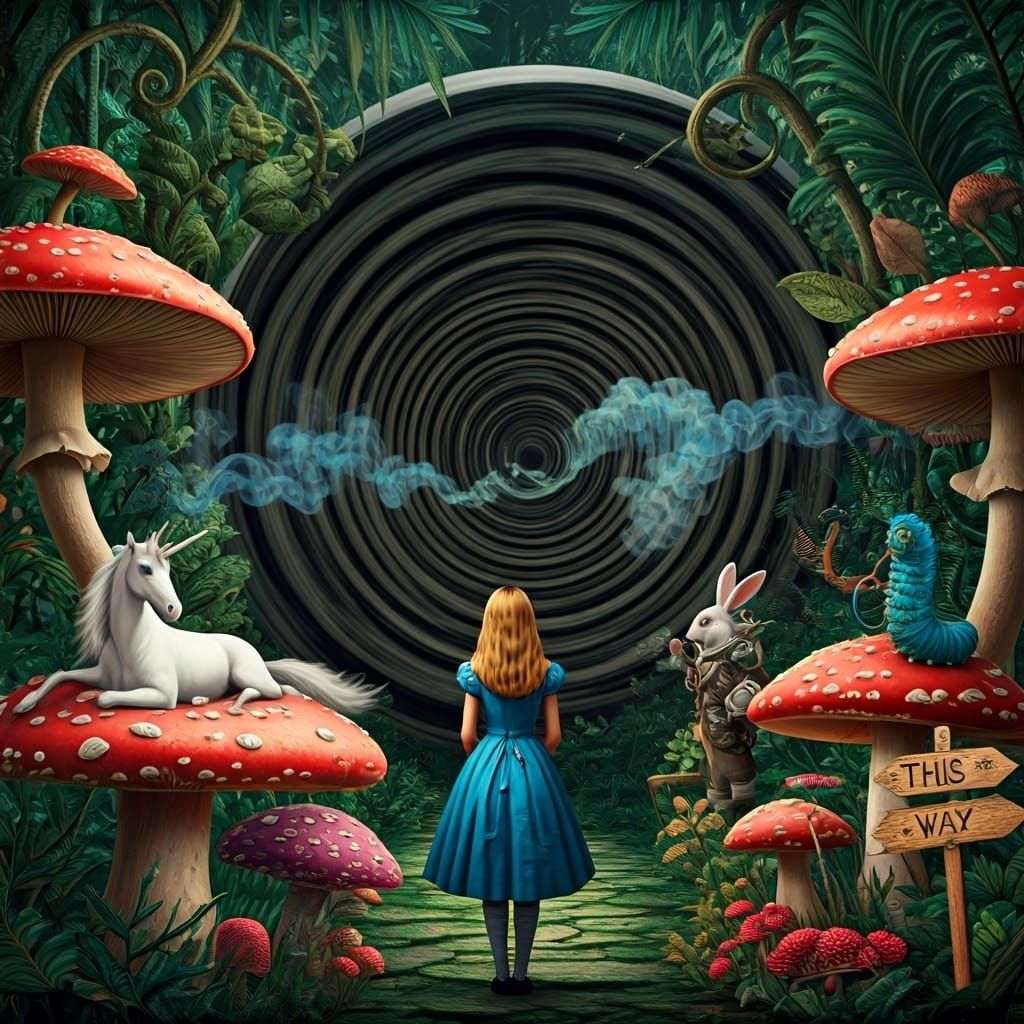 Alice in Wonderland Collage in Surreal Style