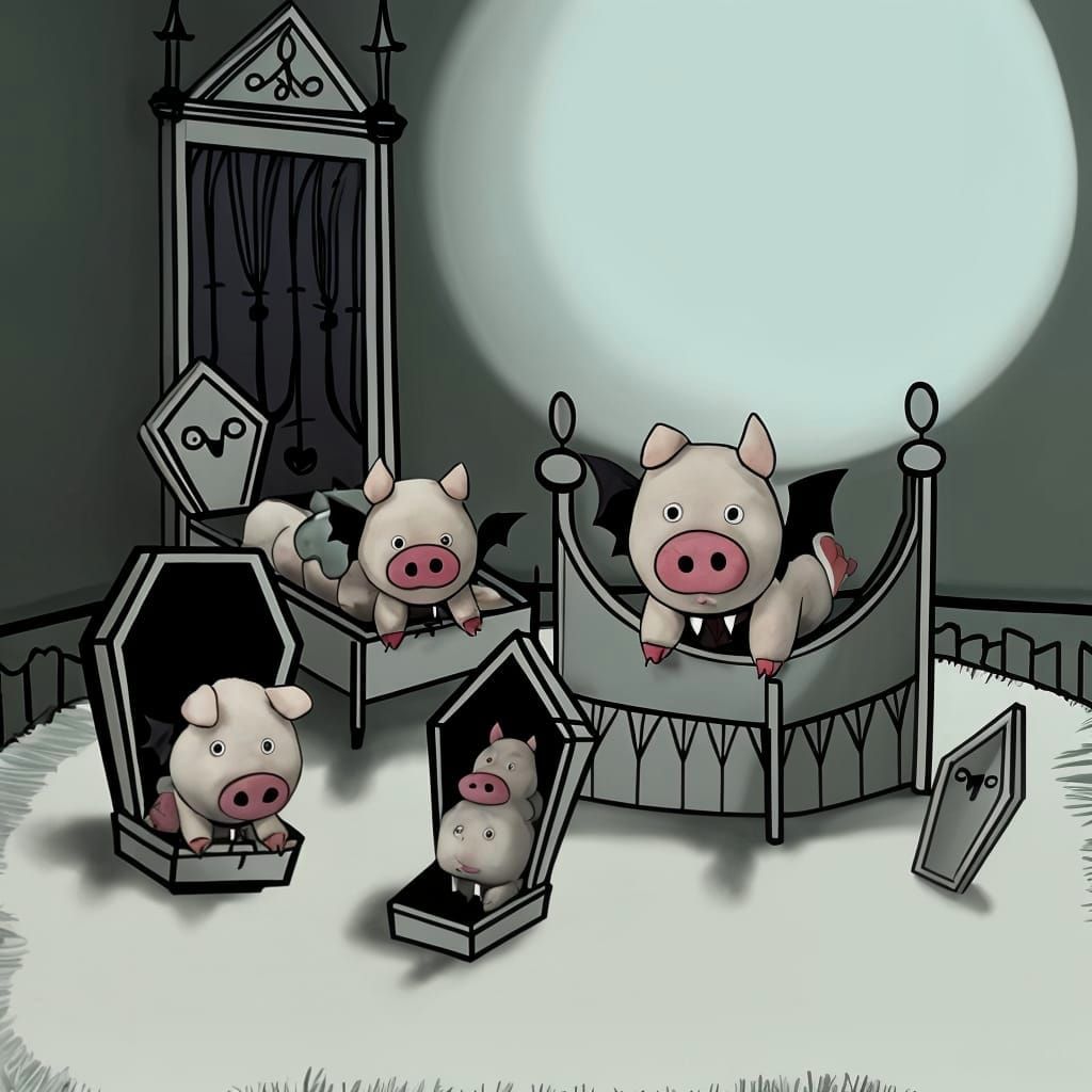 Vampire Pig Plush Toys Emerge From Coffins