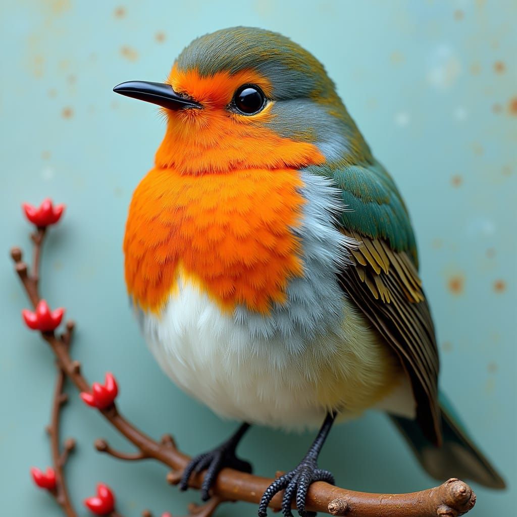 Plasticine Robin Bird with Glamorous Shading