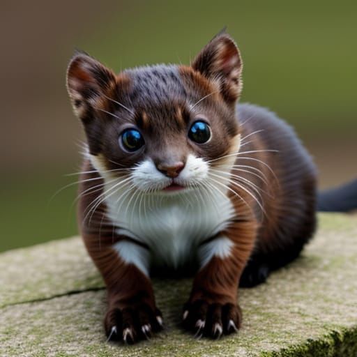 Stoat Cat Hybrid in Whimsical Art