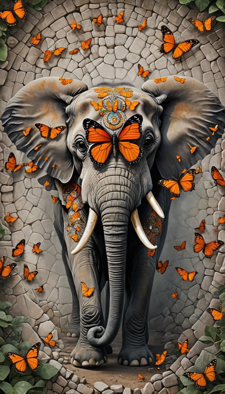 Butterfly Elephant: Hyper-Realistic Conceptual Artwork