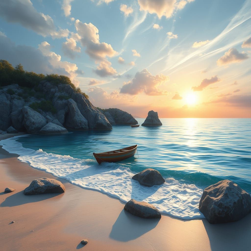 Ethereal Mediterranean Coastline at Dawn