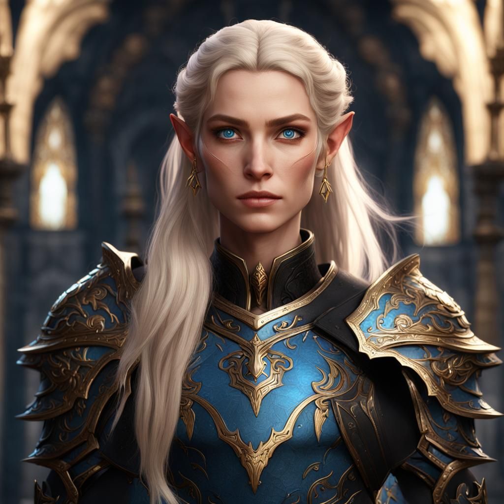 Eladrin Noble in Black Armor: Fantasy Art