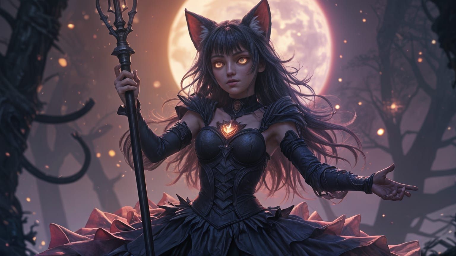 Sailor Moon Dark Fantasy Cat in Elegant Stardust Gown