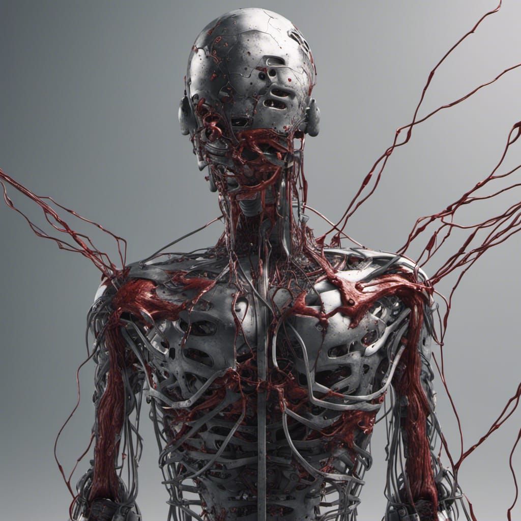 Cyborg Trapped in the Internet: Sci-Fi Concept