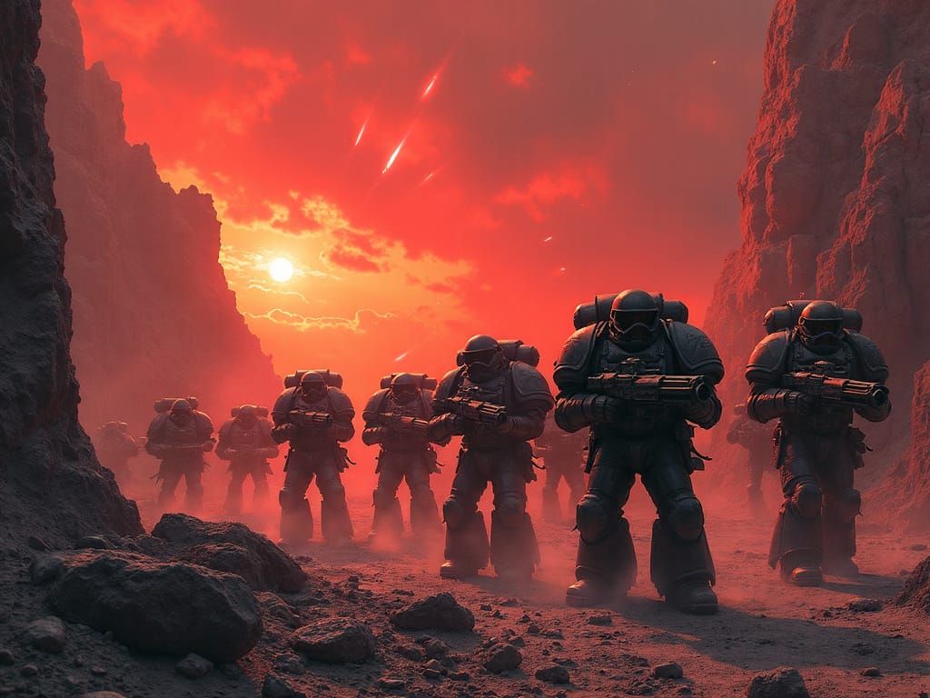 Space Marines Under Fire in Epic Battle Scene