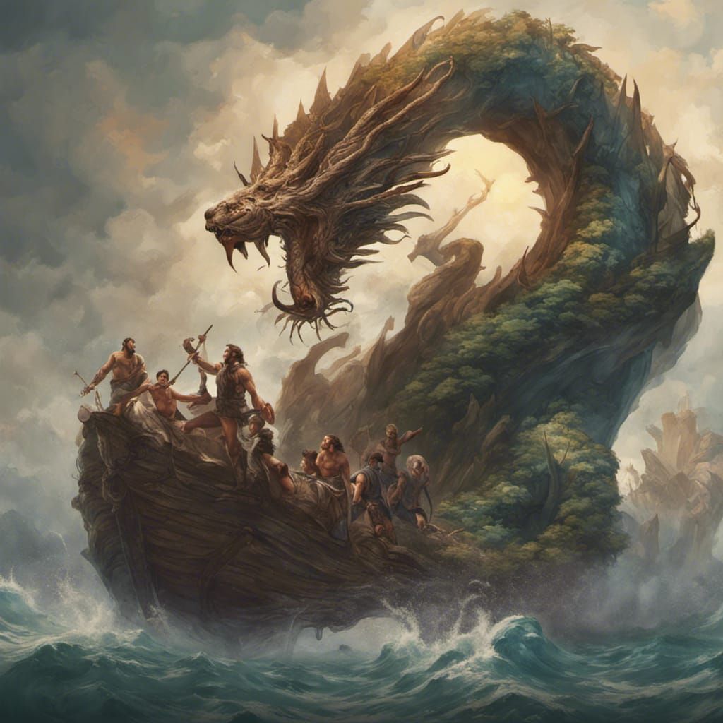 Hercules Battles the Hydra: Hyperdetailed Concept Art