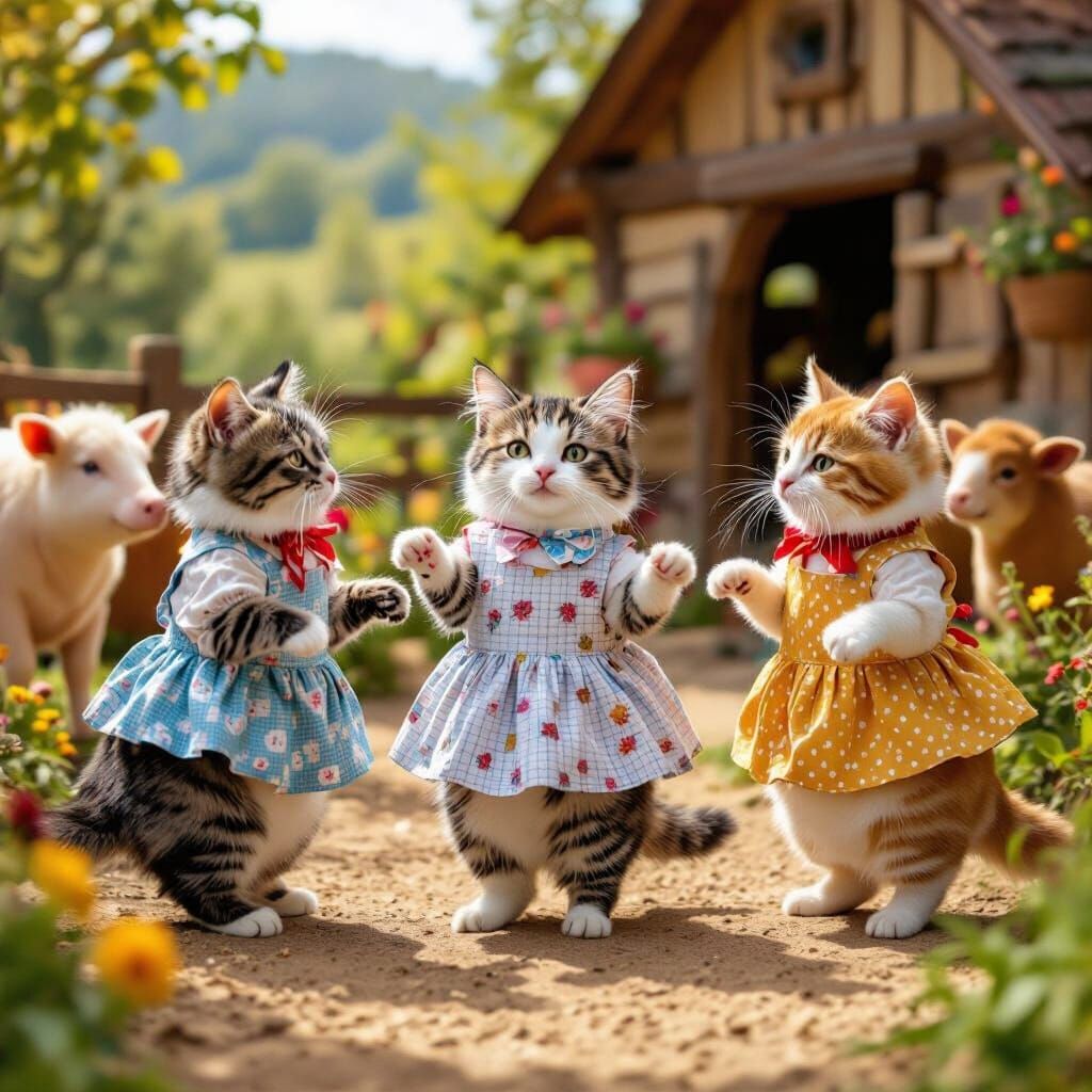Cats Dance Macarena With Farm Animals in Beatrix Potter Styl...