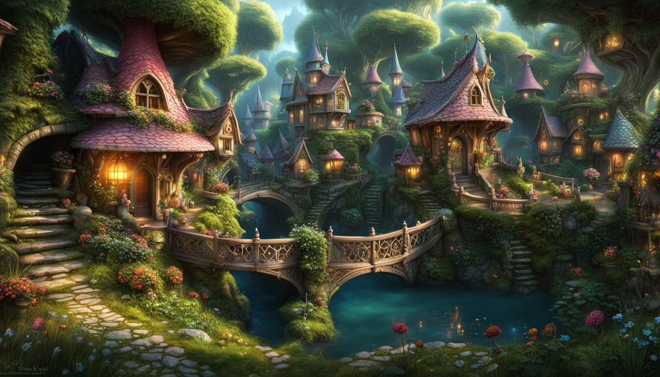 Magical Fairy Village Underground in Extreme Detail