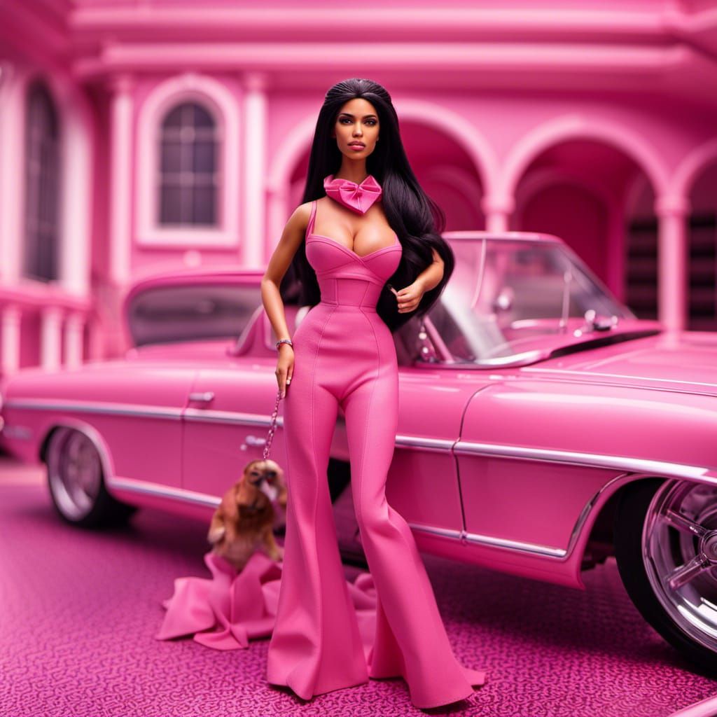 Hyperrealistic Barbie as Kim Kardashian in Pink