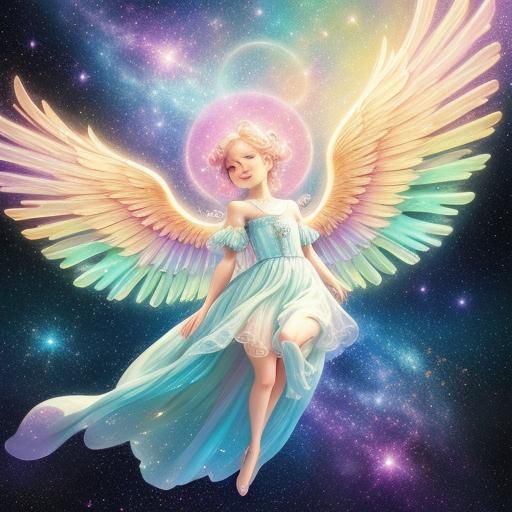 Baby Star Floating in Whimsical Galaxy