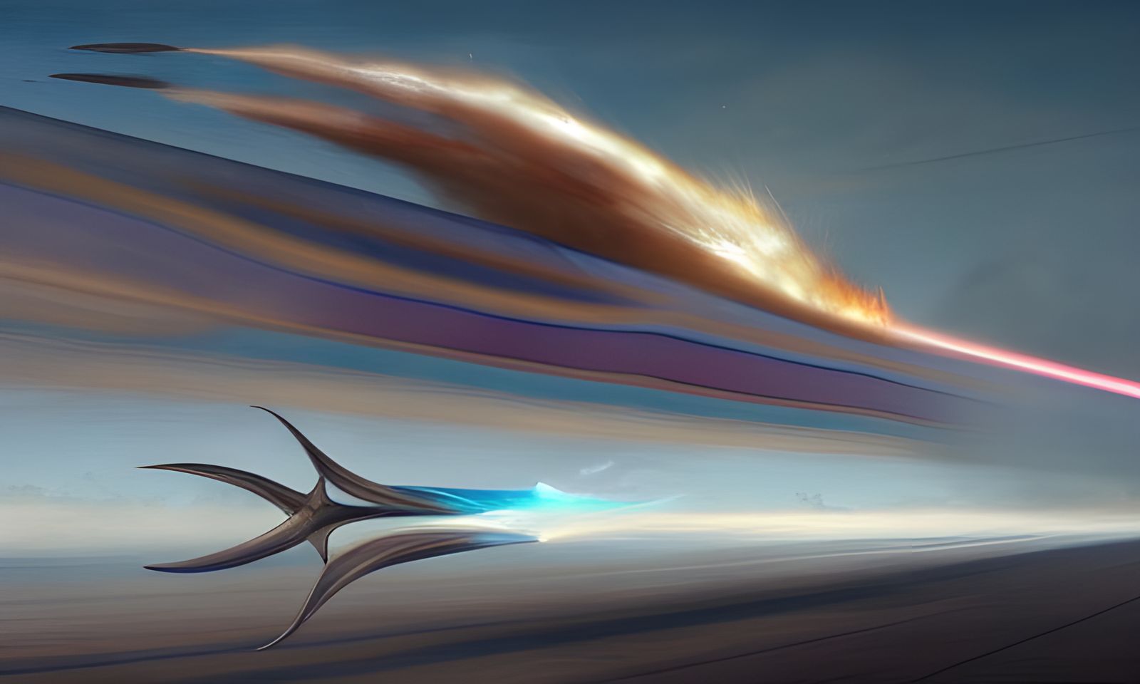 Supersonic Land Speed Record Vehicle in Surreal Style