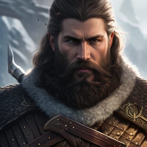 Viking Raider Portrait in Dark Fantasy Style