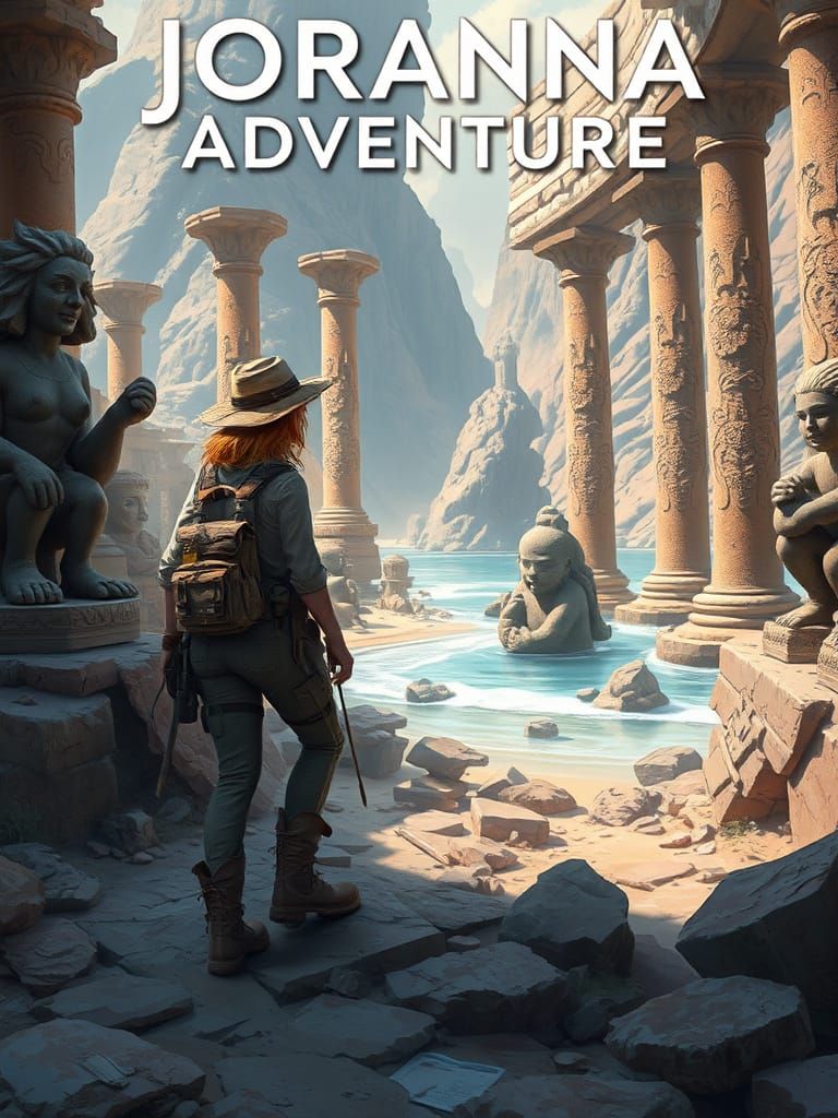 Explorer Navigating Ruins in Futuristic Landscape