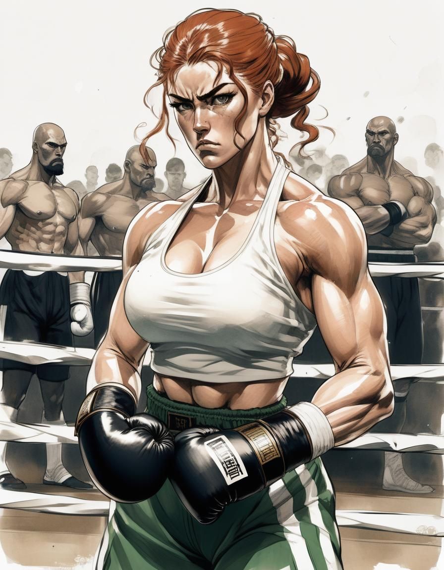 Intense Irish Boxer Ready for 1900s Fight, Manga Art