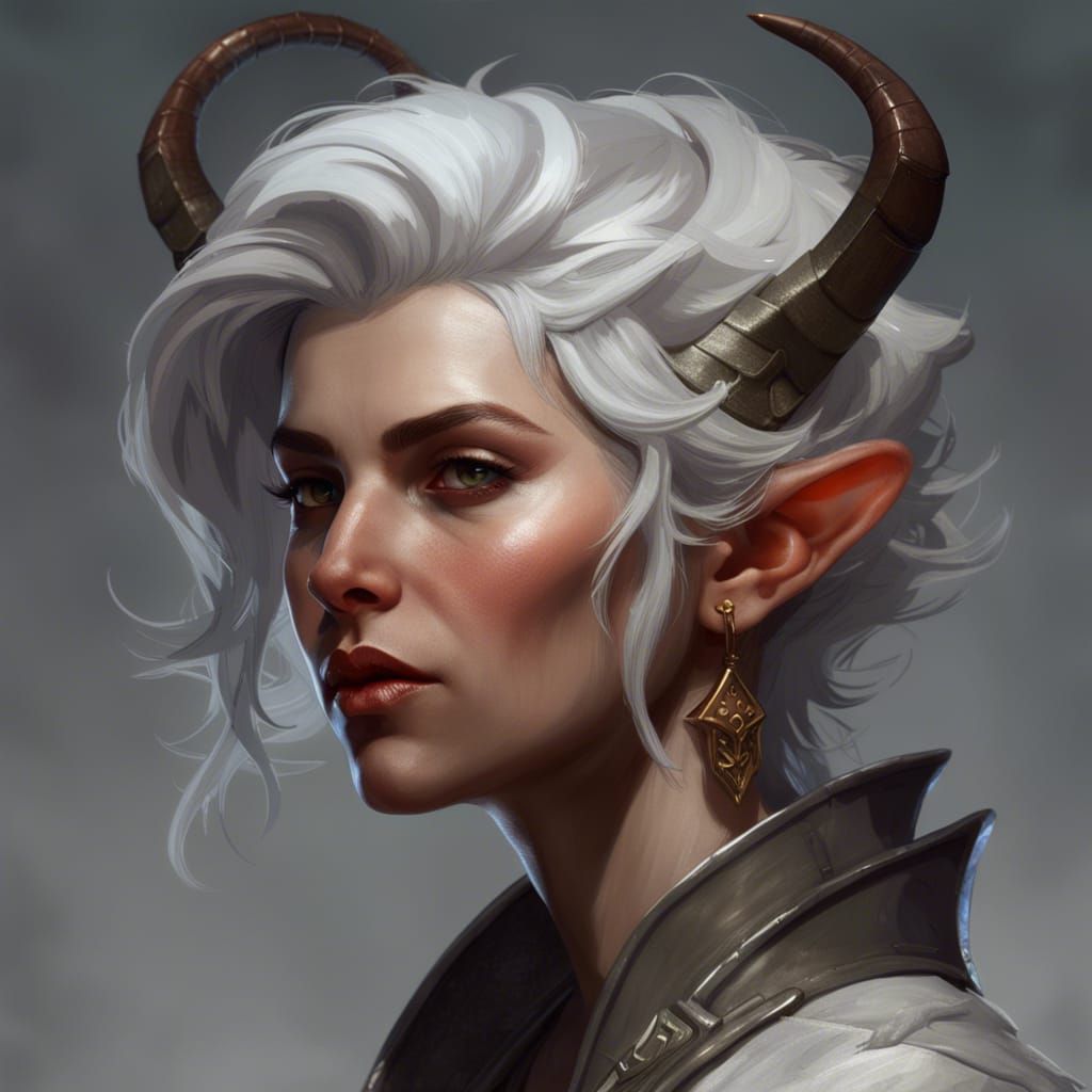 Tiefling Portrait in Dark Fantasy Style