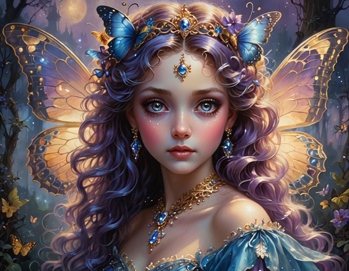 Butterfly Princess Portrait in Ethereal Fantasy Art