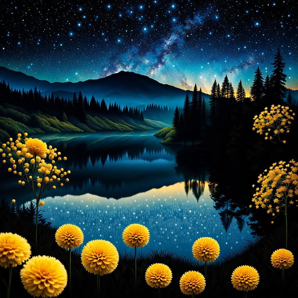 Golden Pompom Flowers Dancing in the Breeze