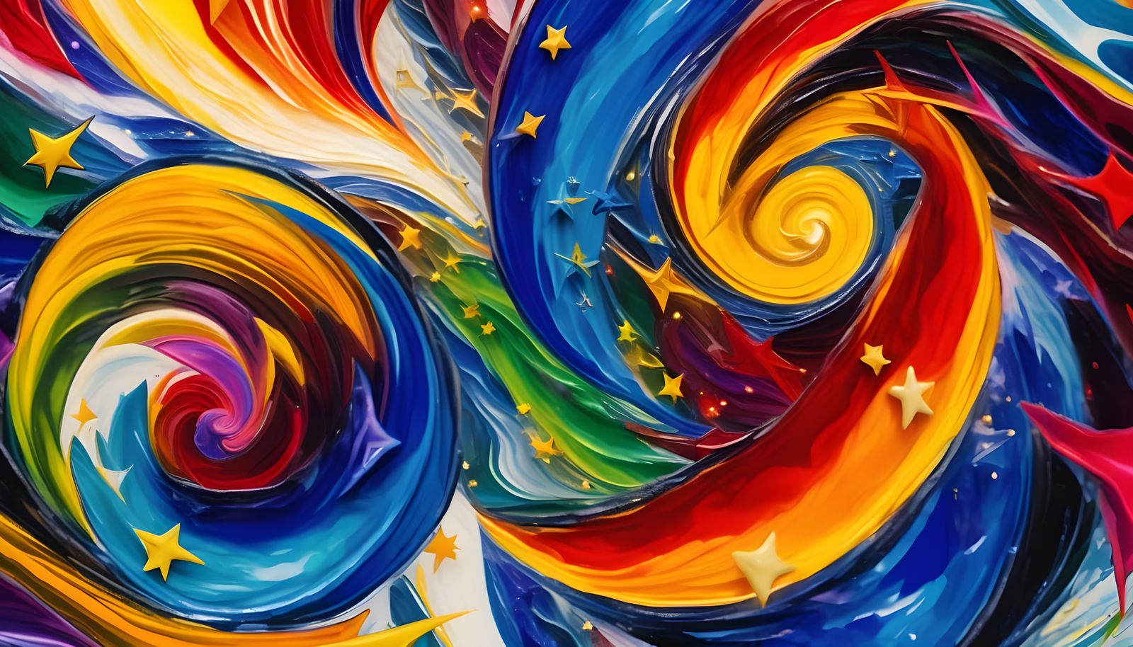 Abstract Expressionist Vortex Maelstroms with Stars in Oil P...