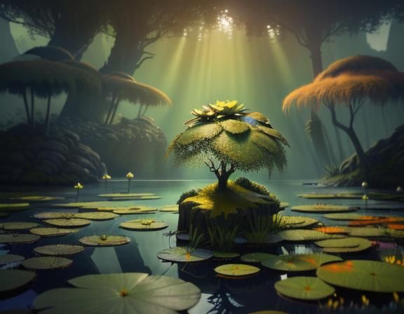 Female Amphibioid in High-Fantasy 3D Game Setting