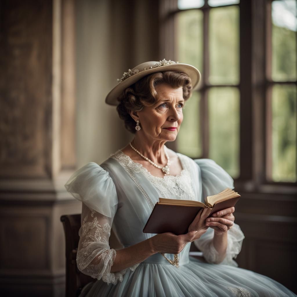 Vintage Portrait of Woman in 1900s Dress