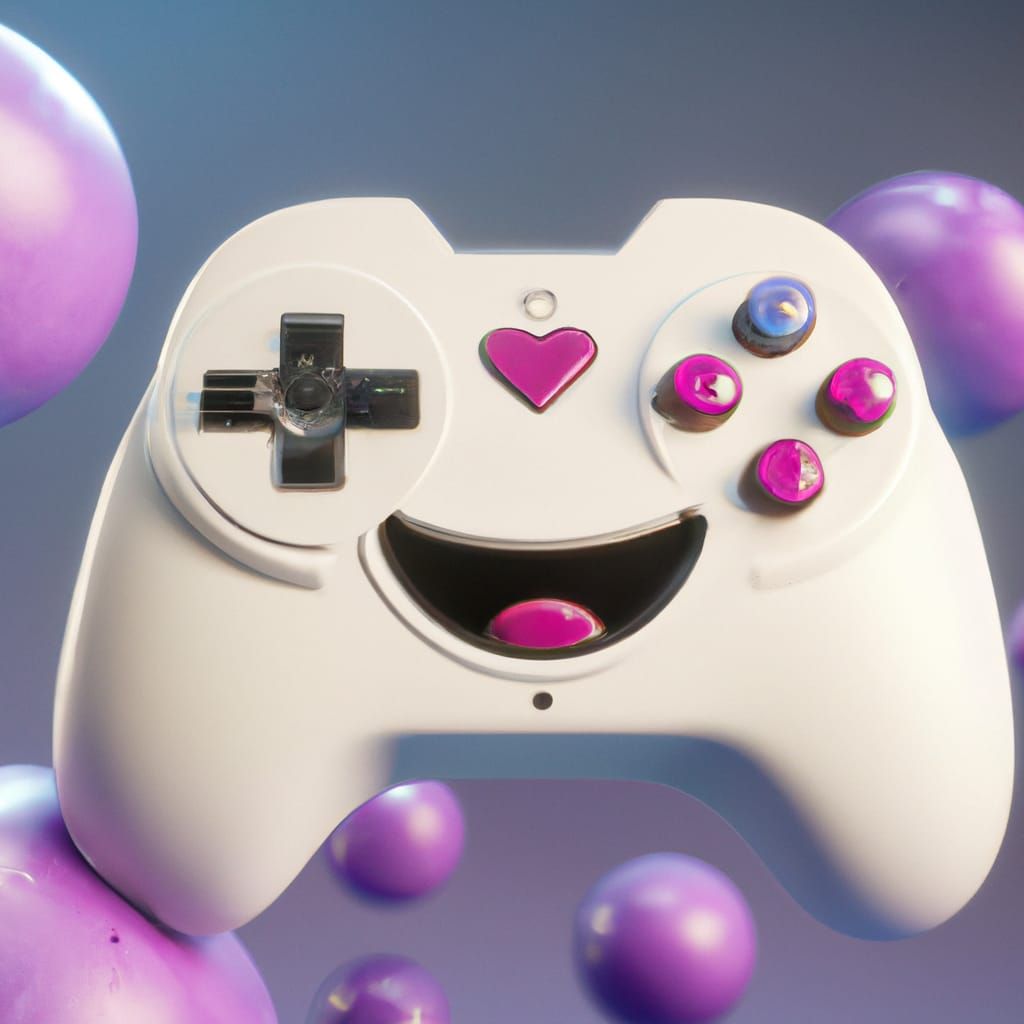 Video Game Controller Emoji with Hearts