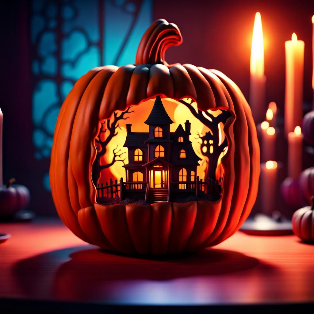 Haunted House Jack-o-Lantern