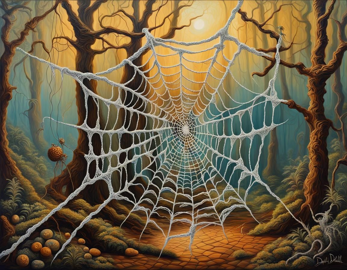 Enchanting Spiderweb in a Surreal Forest