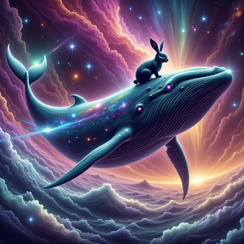 Cosmic Whale and Stardust Rabbit in Nebulae