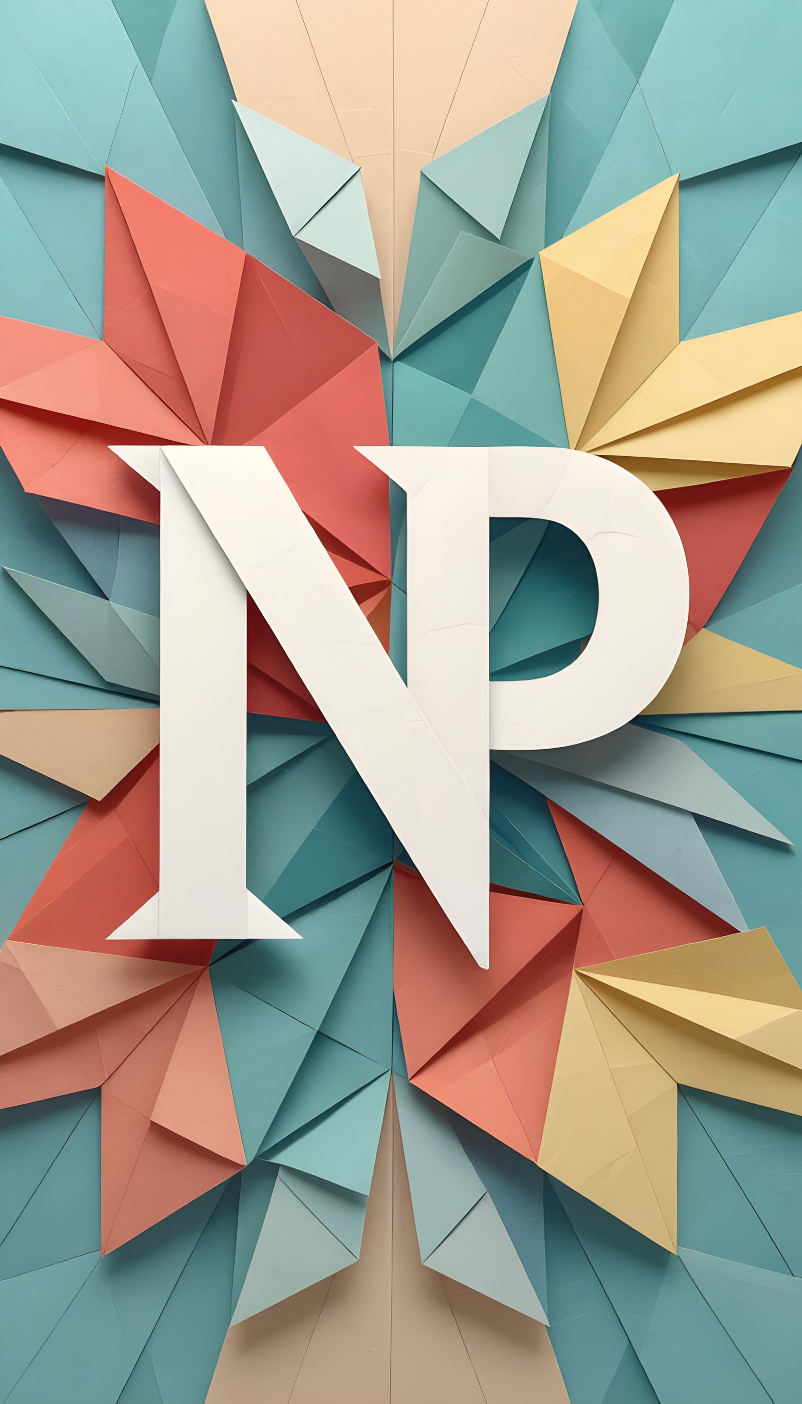 Modern Origami Papercraft Logo of Letters N and P