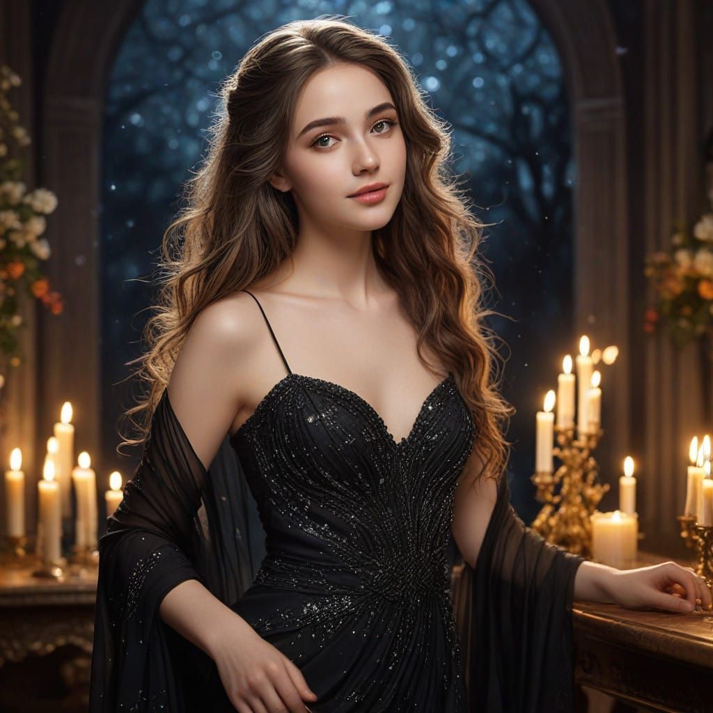 Ethereal Maiden in Twilight Reaches for a Whispered Secret