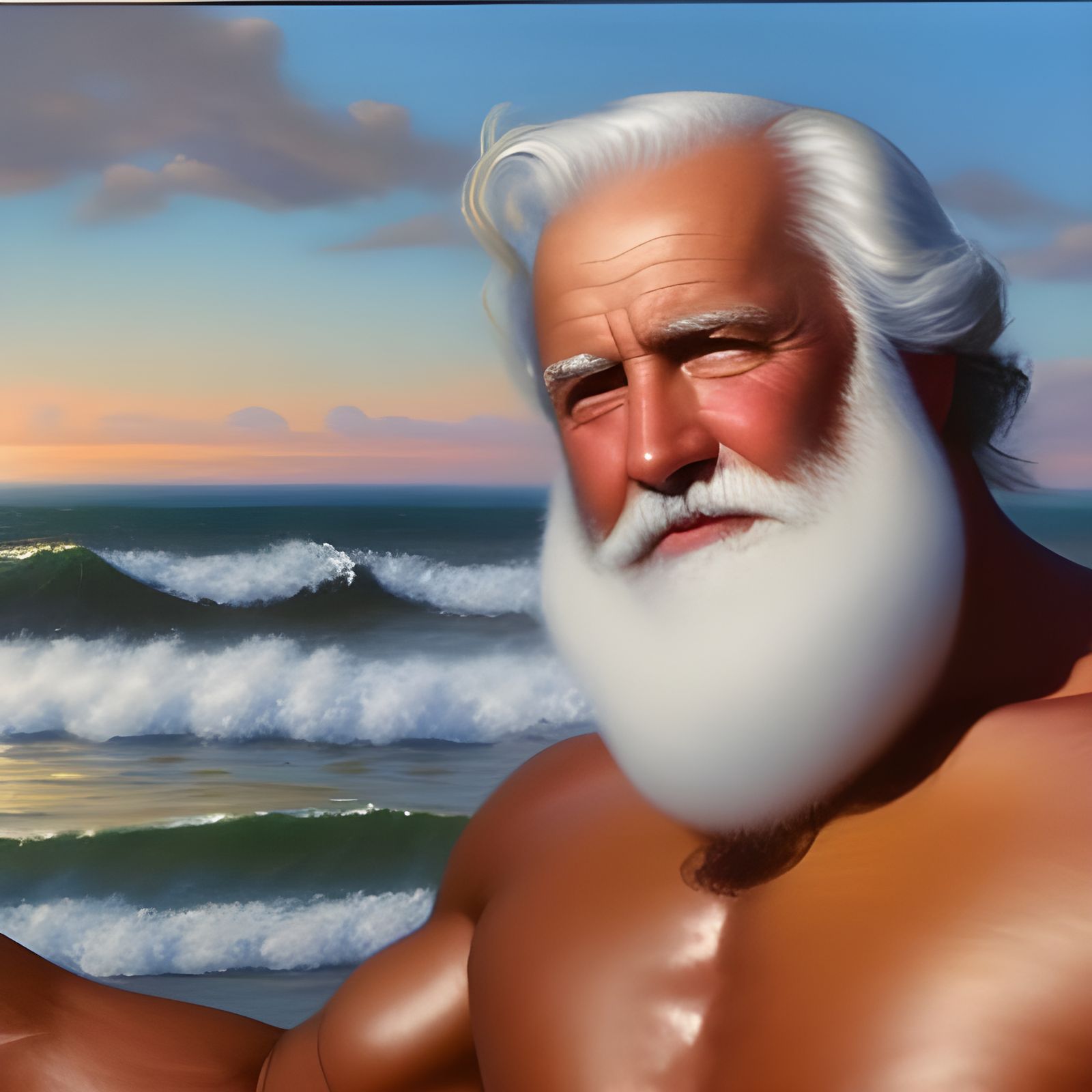 Santa Claus at ocean beach