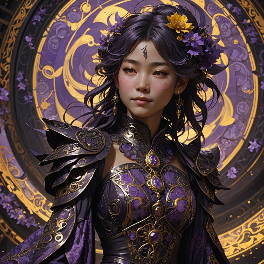 Mystical Portrait of Man in Dark Fantasy Art Nouveau Style