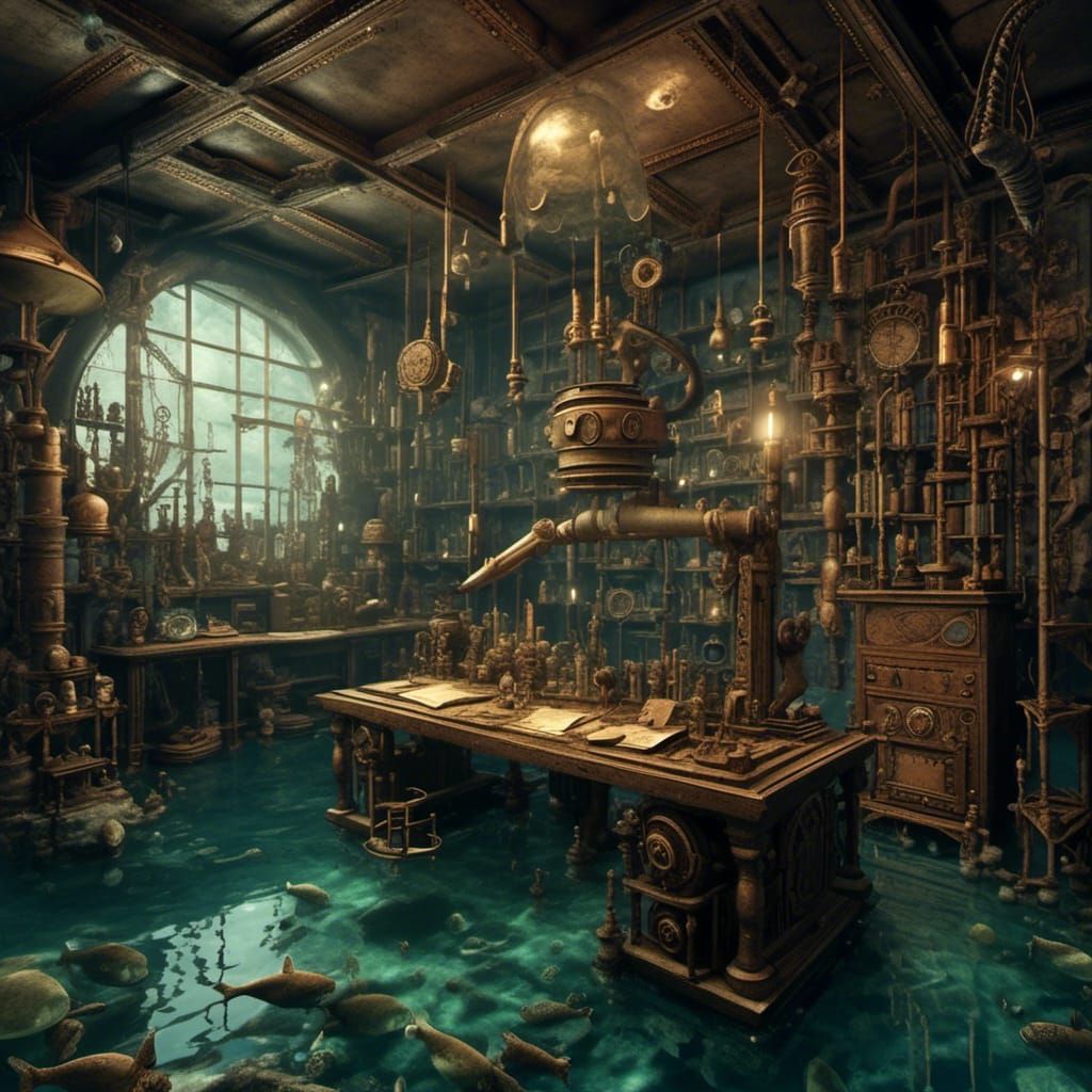 Underwater Steampunk Laboratory for Studying Ancient Artifac...