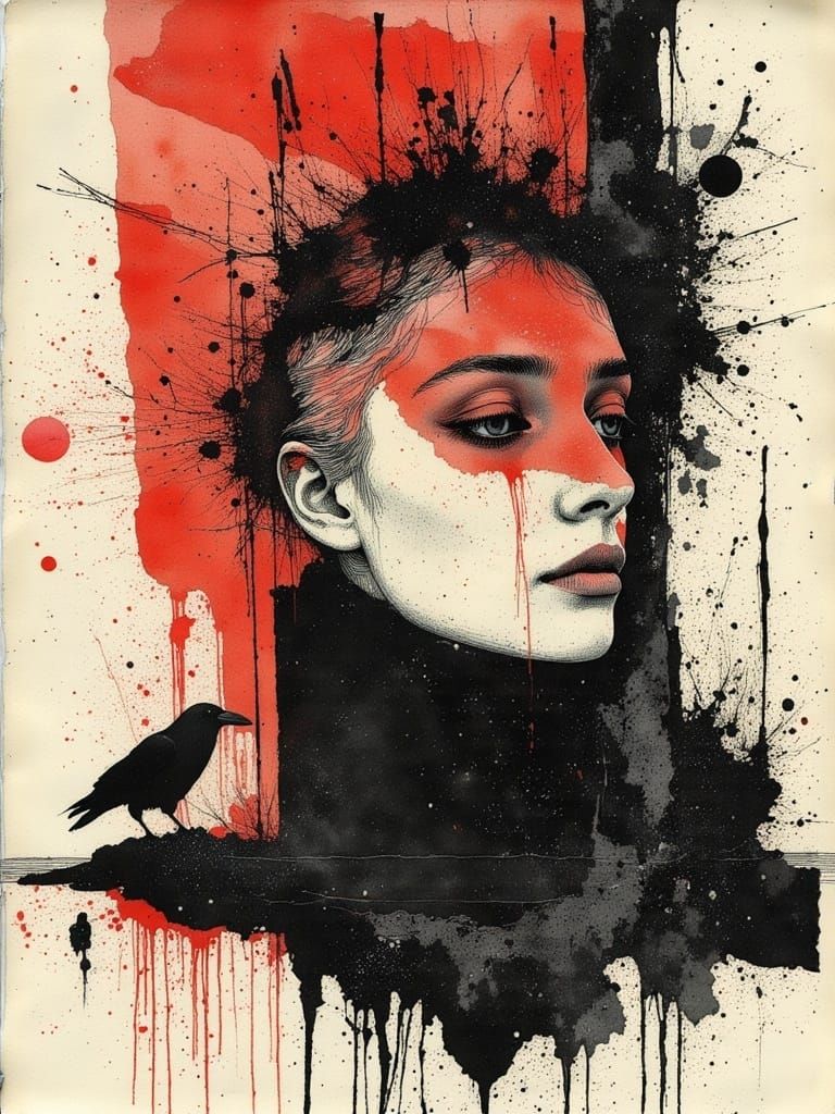 Ethereal Gothic Woman with Red Hair