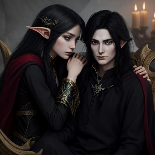 Romantic Elven Sorceress and Demon King Couple