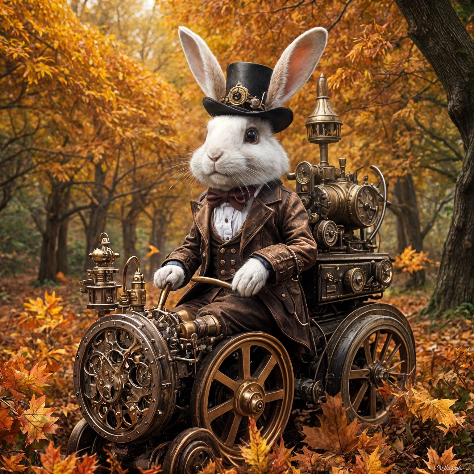 Rabbit in Tweed Suit in Autumn Countryside