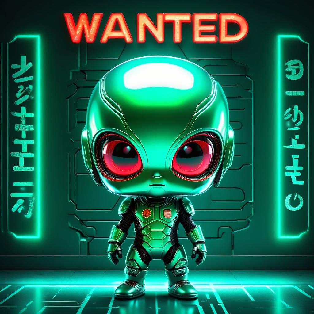 Wanted: Cute Chibi Alien Hologram Poster