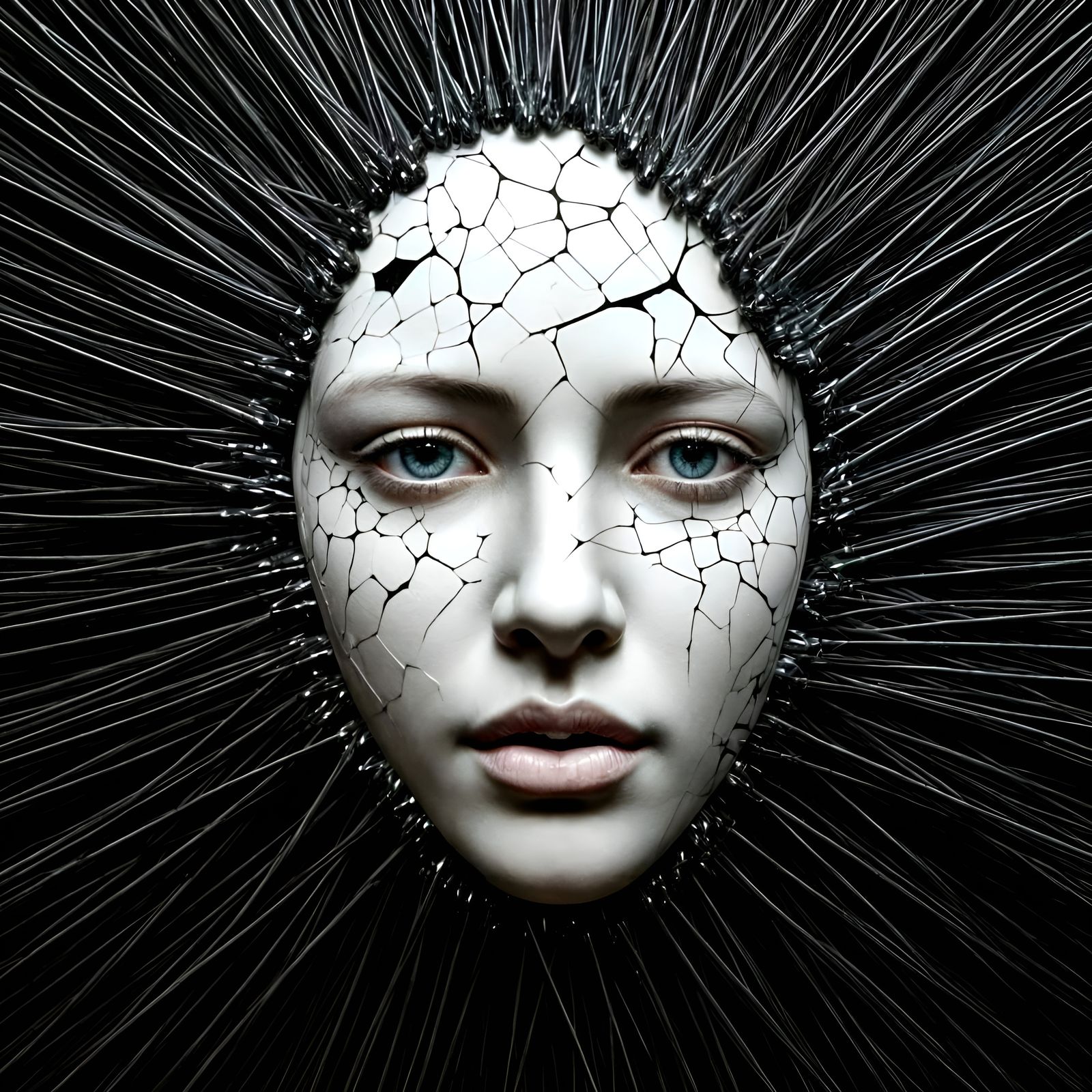 Fractured Porcelain Goddess in Textured Acrylic