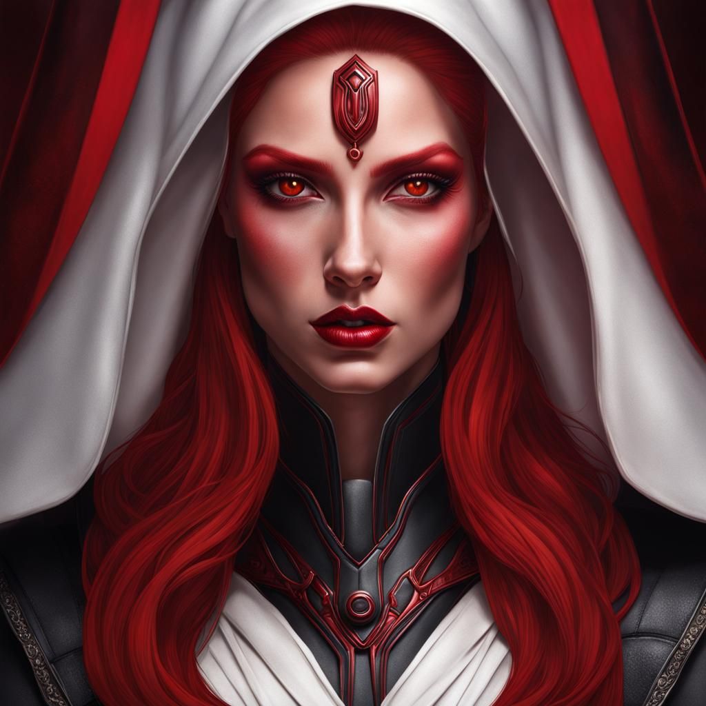 Hyperrealistic Portrait of a Striking Sith Woman