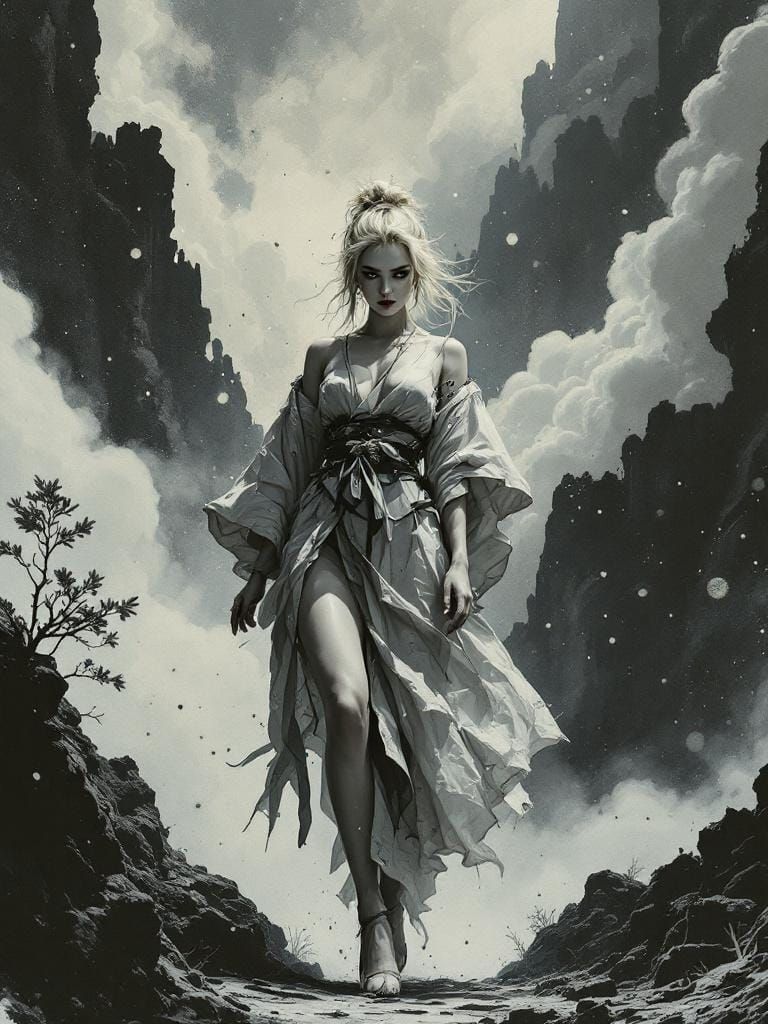 Ukiyo-e Pin-Up Fusion: Anarchic Fantasy Scroll