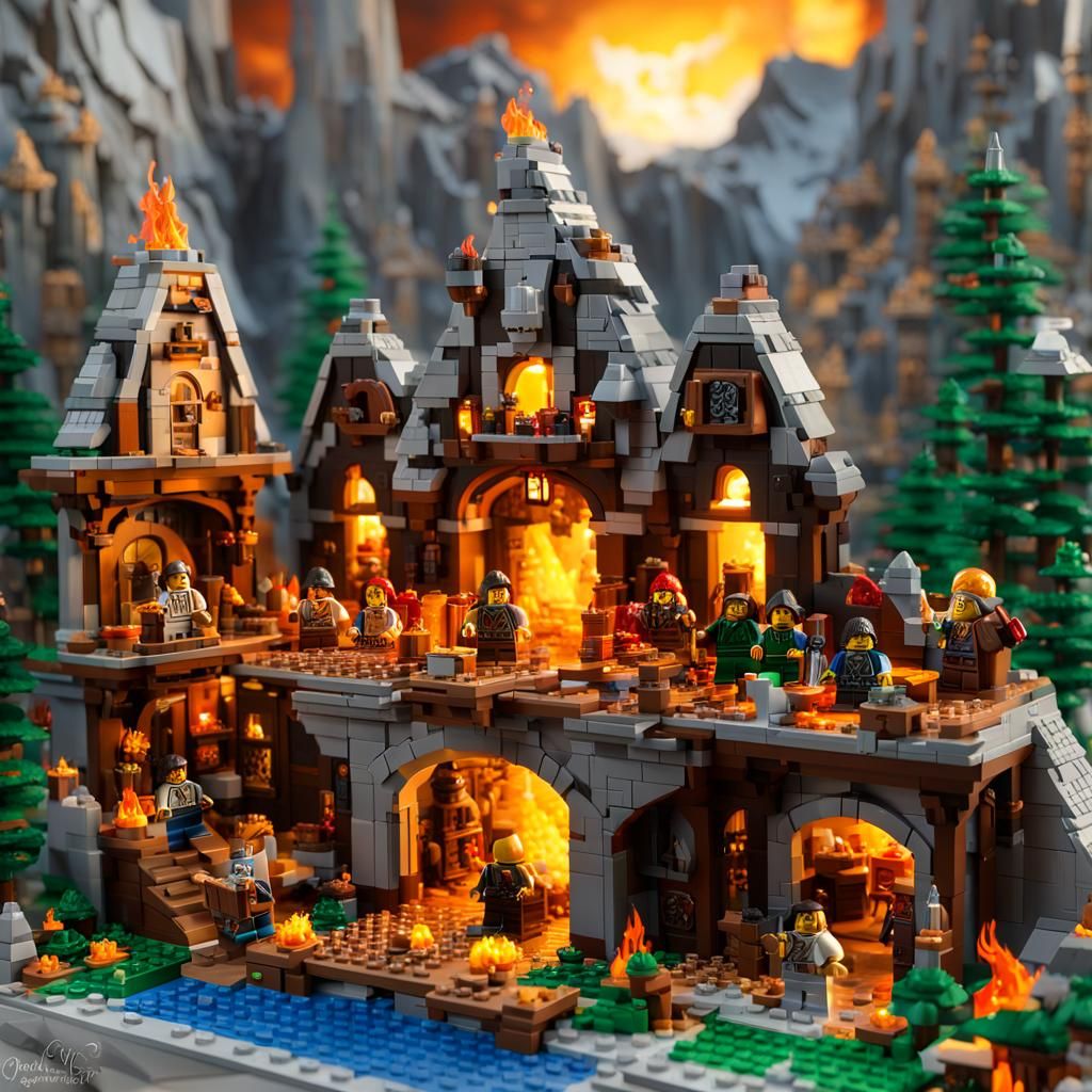 LEGO Dwarfs Mountain Kingdom Diorama in Box Art Style