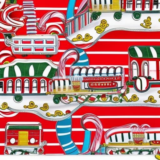 Whimsical Candy Cane Train in Candyland Wonderland