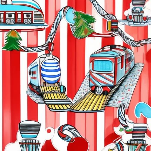 Whimsical Candyland Train with Candy Cane Decorations
