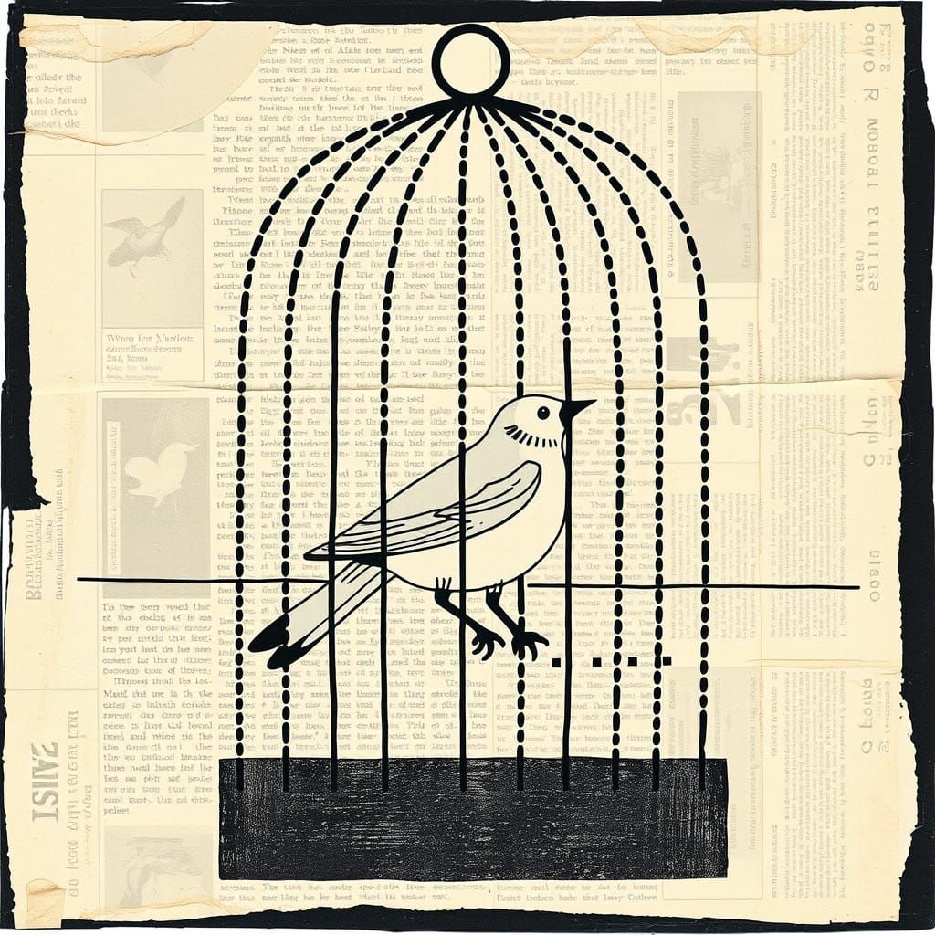 Bird in Geometric Cage Construct