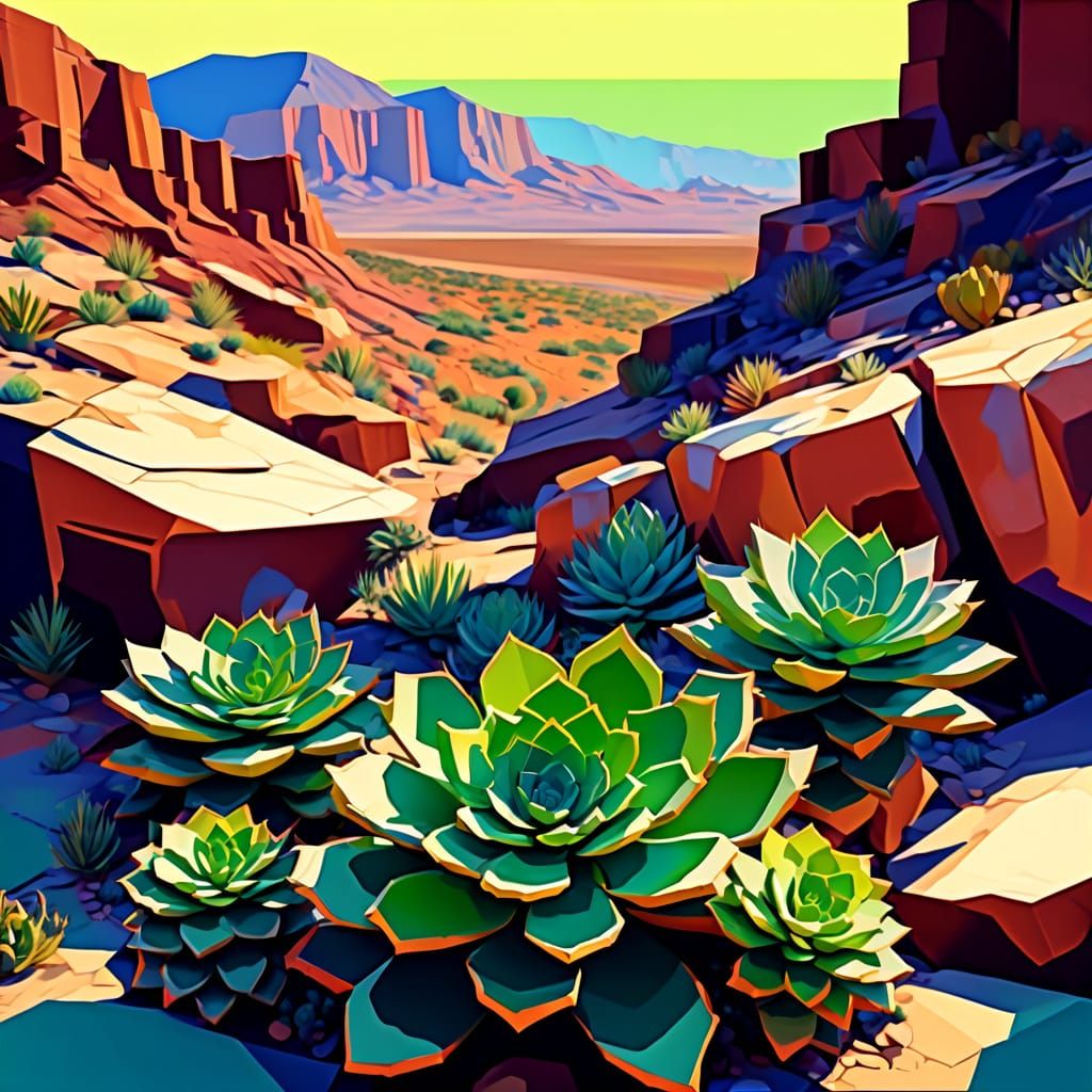 Sunset Cliff Face with Geometric Nuances