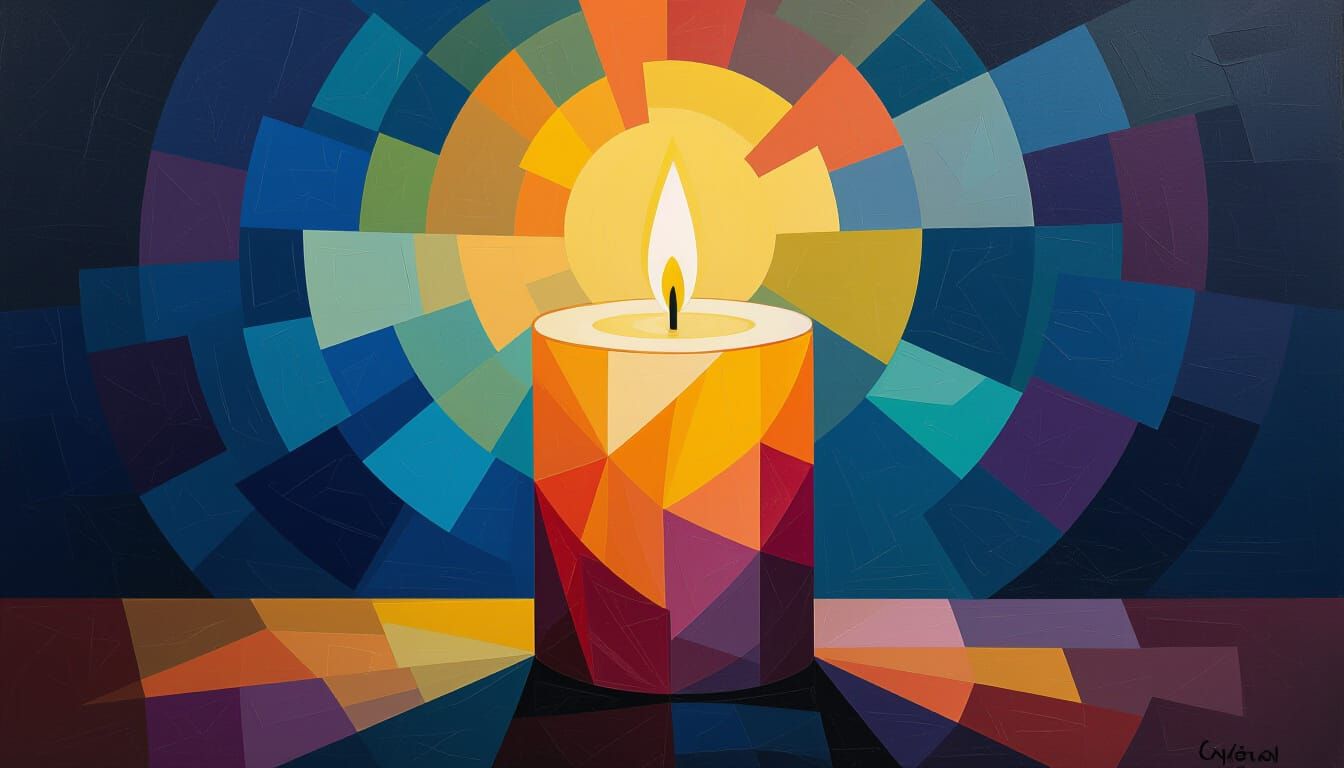 Cubist Candle Shines in the Darkness