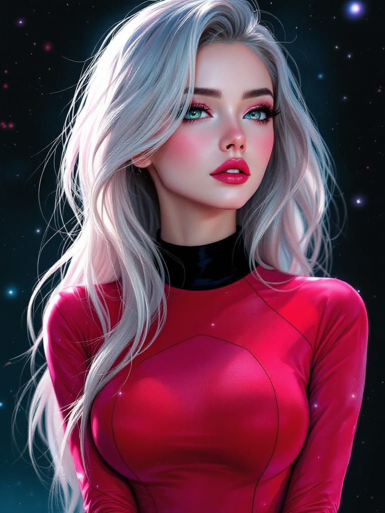 Anime Starfleet Woman Portrait in Digital Watercolor Style